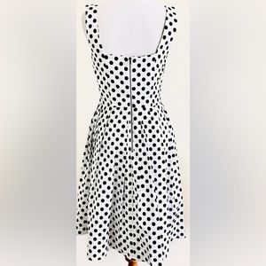 Betsey Johnson Vintage White Dress w/ black polka dots and pockets!